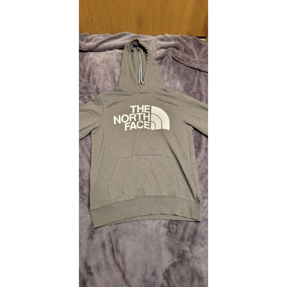 The North Face Hoodie Mens S Gray Big Logo Pullover Fleece Sweatshirt Gorpcore